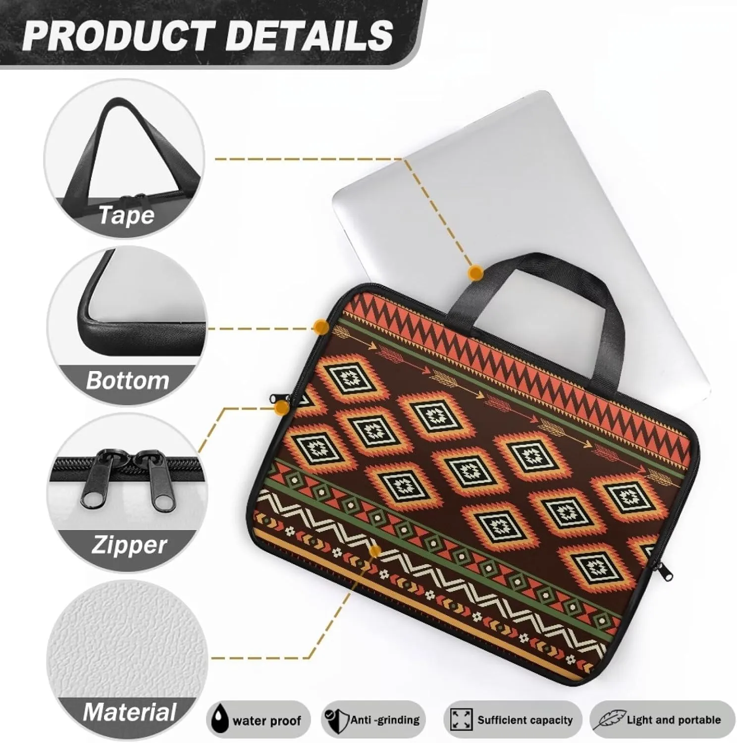 Laptop Bag Case Leather Laptop Sleeve with Handle Shockproof Computer Carrying Bag Cover 10 Inch- 17 Inch
