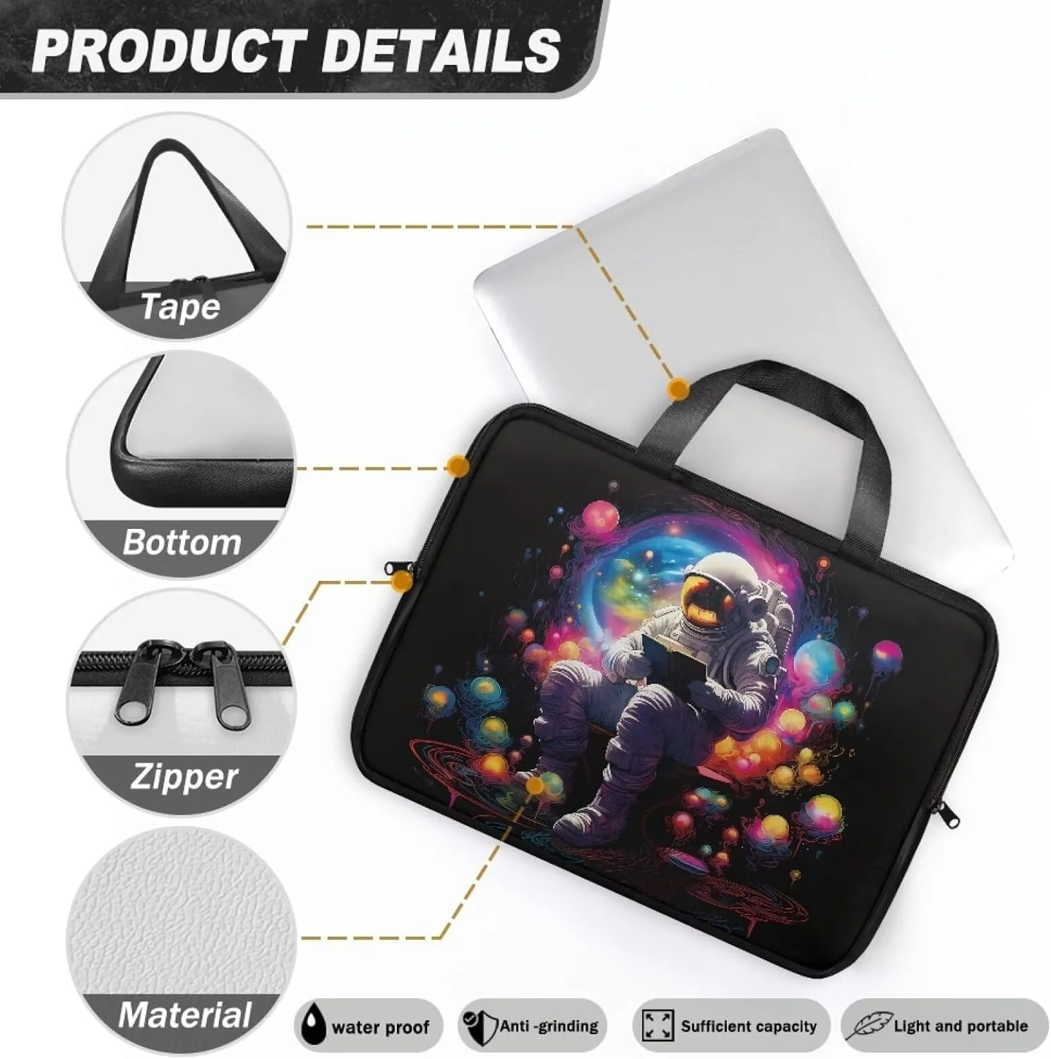 Laptop Bag Case Womens Mens Leather Laptop Sleeve Zipper Shockproof Computer Carrying Bag 10 Inch- 17 Inch