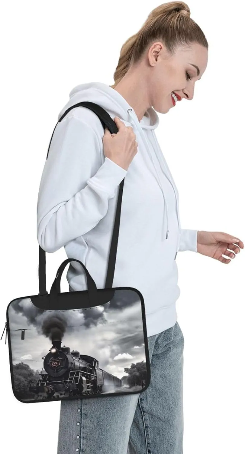 Laptop Bag for Women Men Computer Bag Laptop Briefcase Steam Train Clouds Laptop Shoulder Bag Work Bag for Travel