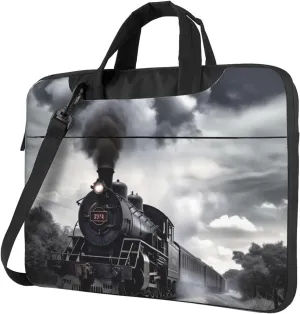 Laptop Bag for Women Men Computer Bag Laptop Briefcase Steam Train Clouds Laptop Shoulder Bag Work Bag for Travel