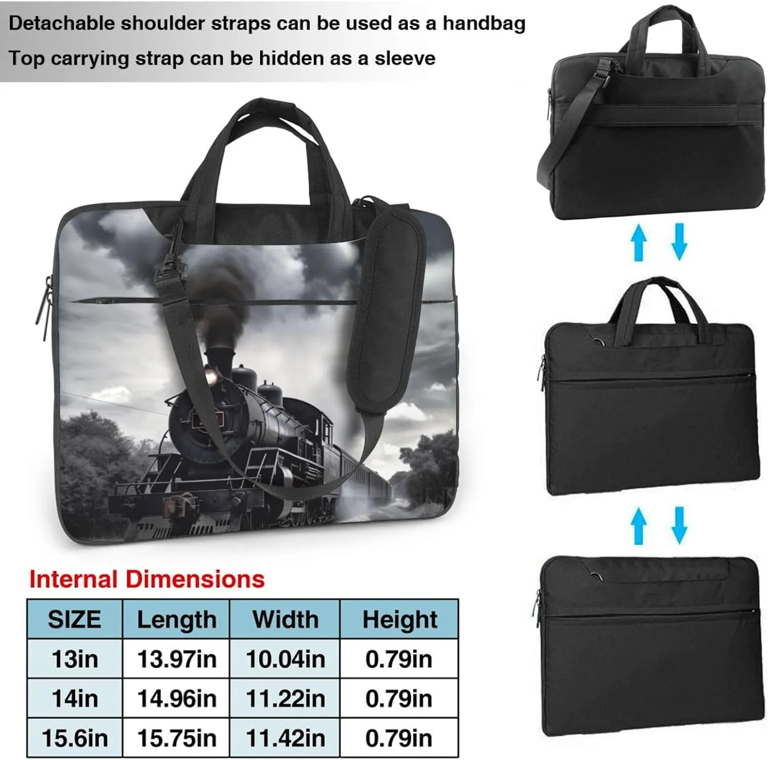 Laptop Bag for Women Men Computer Bag Laptop Briefcase Steam Train Clouds Laptop Shoulder Bag Work Bag for Travel