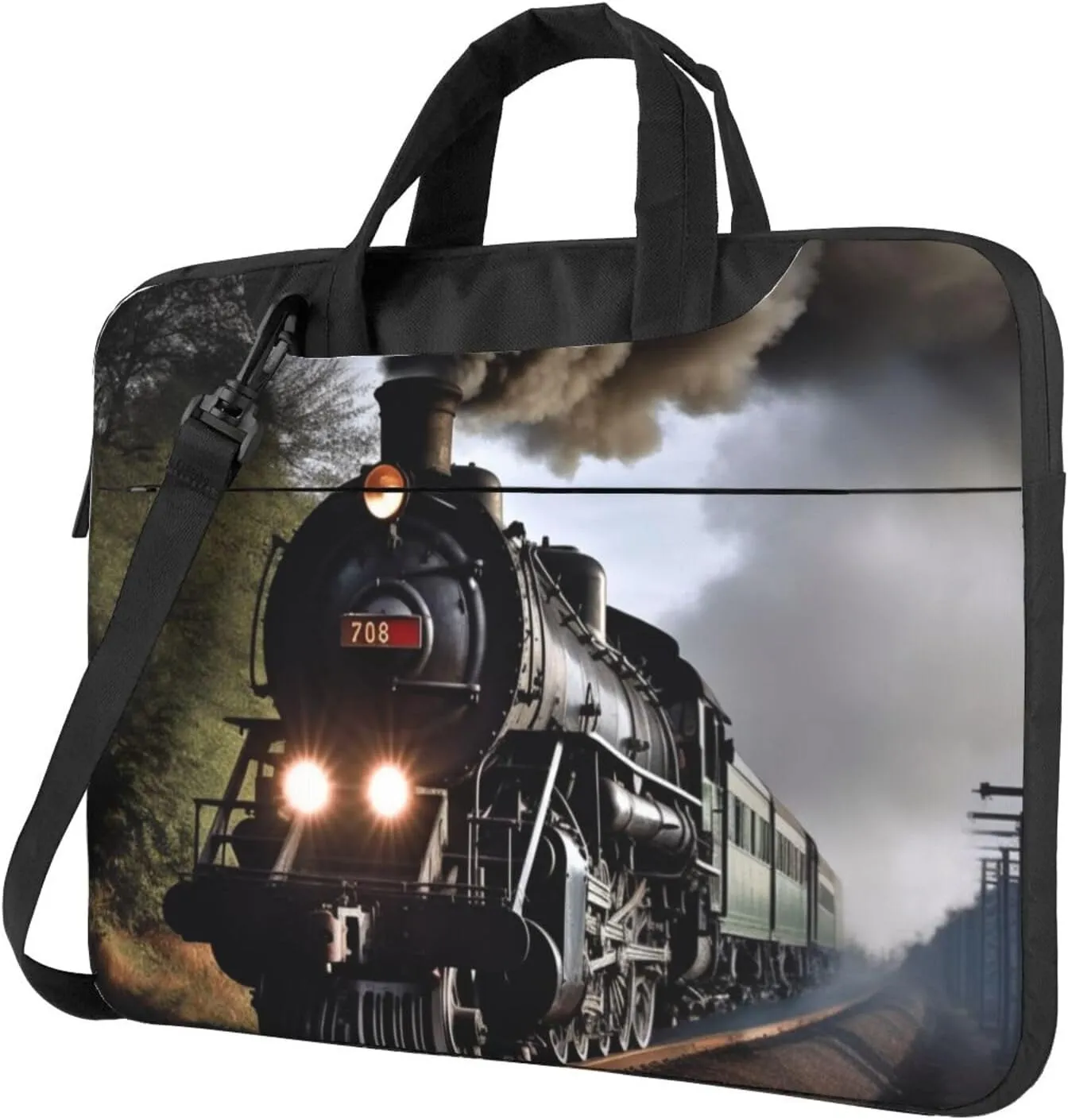 Laptop Bag for Women Men Computer Bag Laptop Briefcase Steam Train Laptop Shoulder Bag Work Bag for Travel