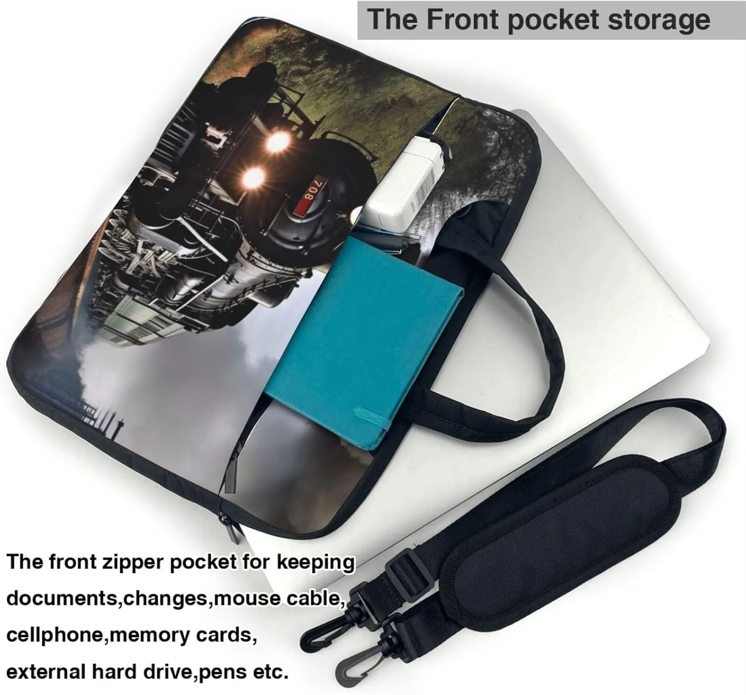 Laptop Bag for Women Men Computer Bag Laptop Briefcase Steam Train Laptop Shoulder Bag Work Bag for Travel