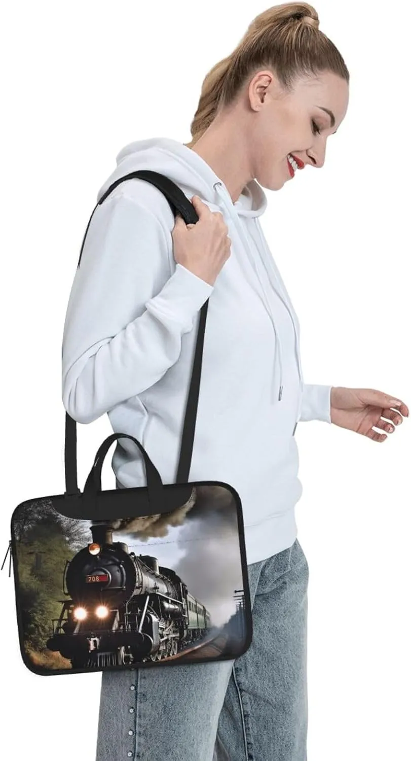 Laptop Bag for Women Men Computer Bag Laptop Briefcase Steam Train Laptop Shoulder Bag Work Bag for Travel