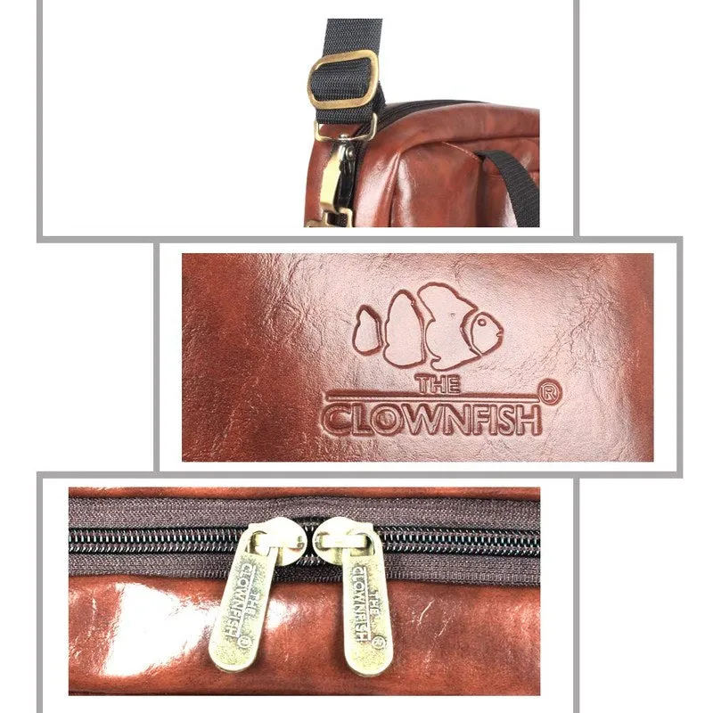 Laptop Briefcase - Water Resistant Vegan Leather | Adjustable Shoulder Strap | 15.6 inch | Rust Brown