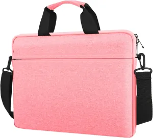 Laptop Case Shoulder Bag for 15.6 Inch Laptop Computer Chromebook, 16 Inch MacBook Pro A2485 A2141 A2780 A3403 A3186, Protective Polyester Computer Portable Bag Briefcase with Handle, Pink