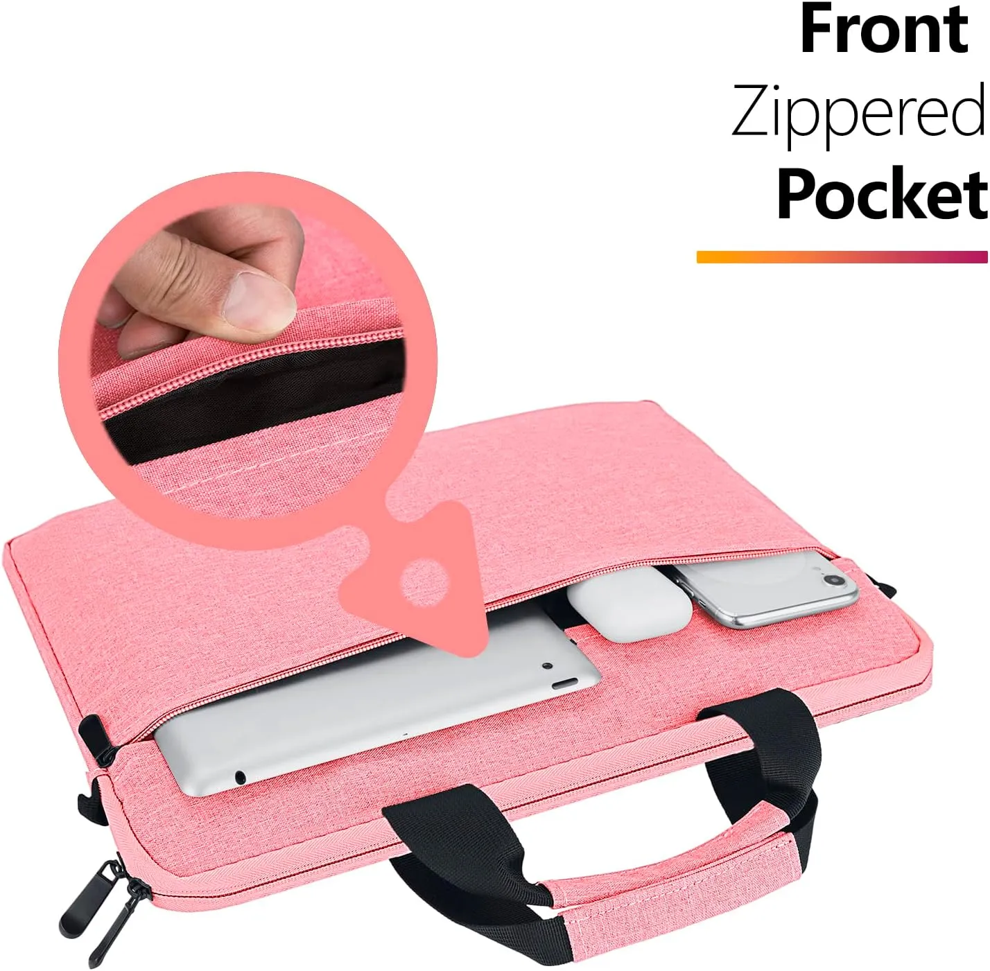 Laptop Case Shoulder Bag for 15.6 Inch Laptop Computer Chromebook, 16 Inch MacBook Pro A2485 A2141 A2780 A3403 A3186, Protective Polyester Computer Portable Bag Briefcase with Handle, Pink