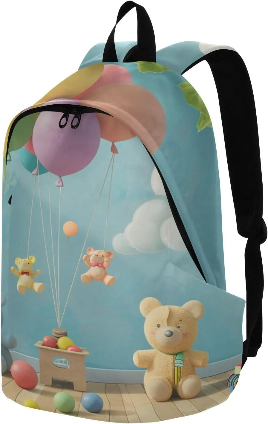 Laptop Computer Backpack Purse For Men Women Large Capacity Lightweight Bag Outdoor Daypack Travel Animals Print,bear ballon