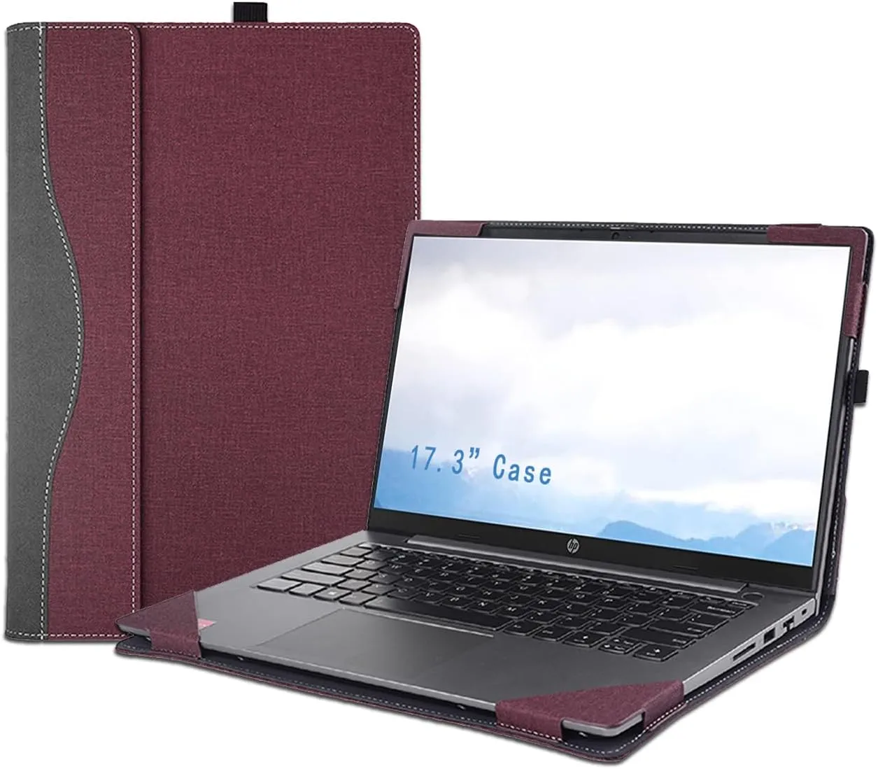 Laptop Cover Case for 17.3 inch Hp Laptop 17s-cu 17-cn cp&Hp Envy 17t / Hp 470 G8 G9 G10 Protective Sleeve Bag with Pen Holder and Heat Dissipation Hole (Wine red)