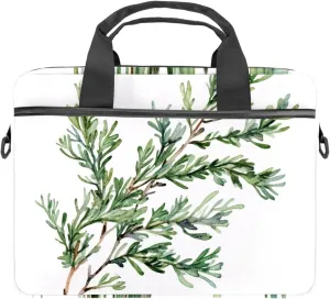 Laptop Shoulder Bag Watercolor Leaves Twigs Pattern Padded Computer Briefcase for Adults, 13.4-14.5 Inch