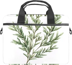 Laptop Shoulder Bag Watercolor Leaves Twigs Pattern Padded Computer Briefcase for Adults, 13.4-14.5 Inch
