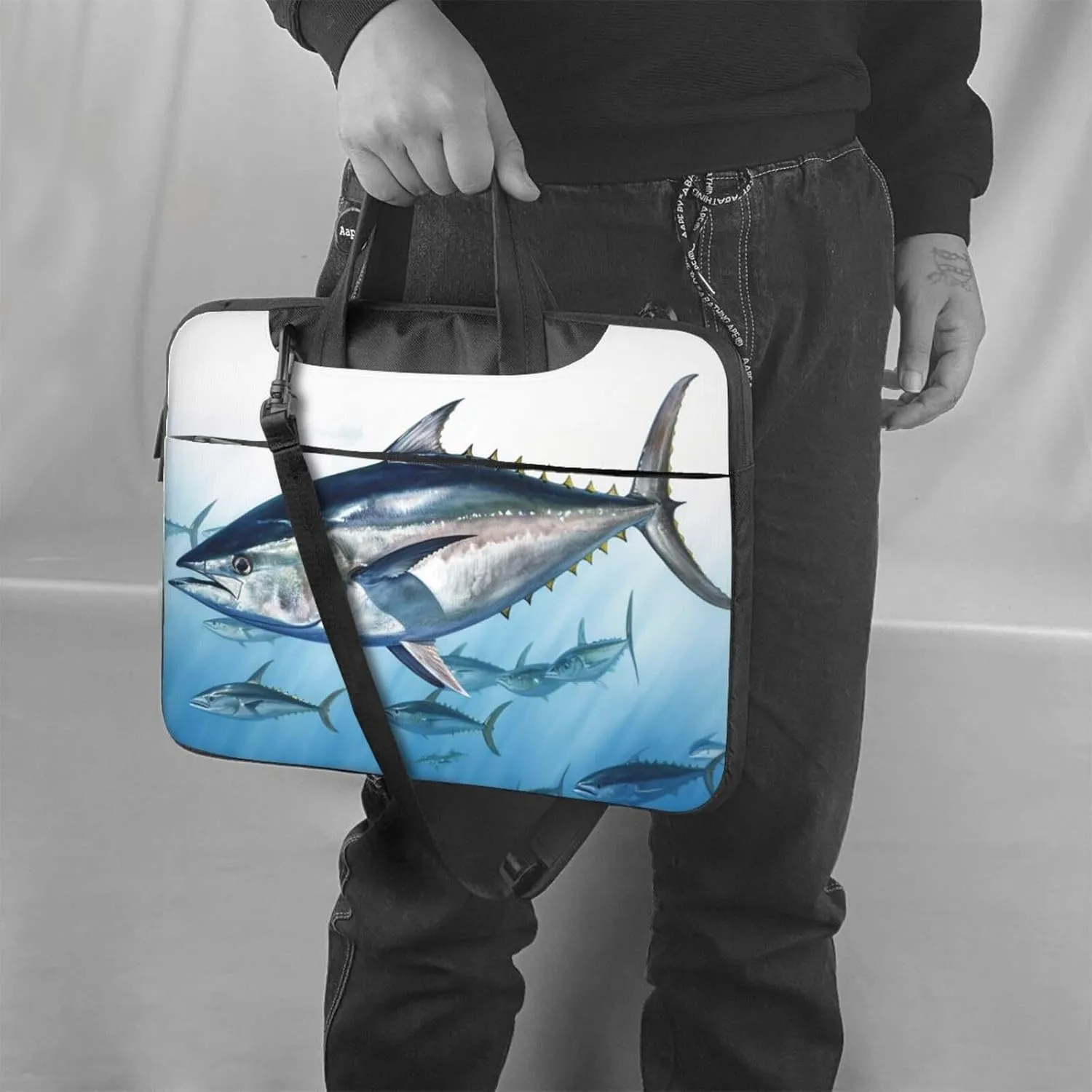 Laptop Sleeve Bag Shockproof Notebook Case Bluefin Tuna Thunnus Computer Carrying Case with Shoulder Strap 13 inch
