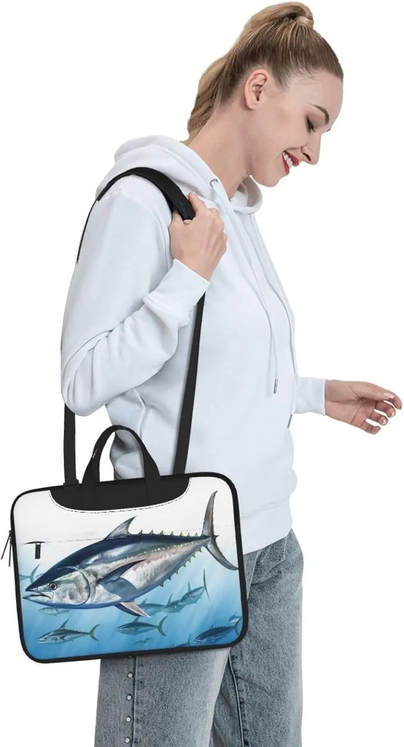 Laptop Sleeve Bag Shockproof Notebook Case Bluefin Tuna Thunnus Computer Carrying Case with Shoulder Strap 13 inch