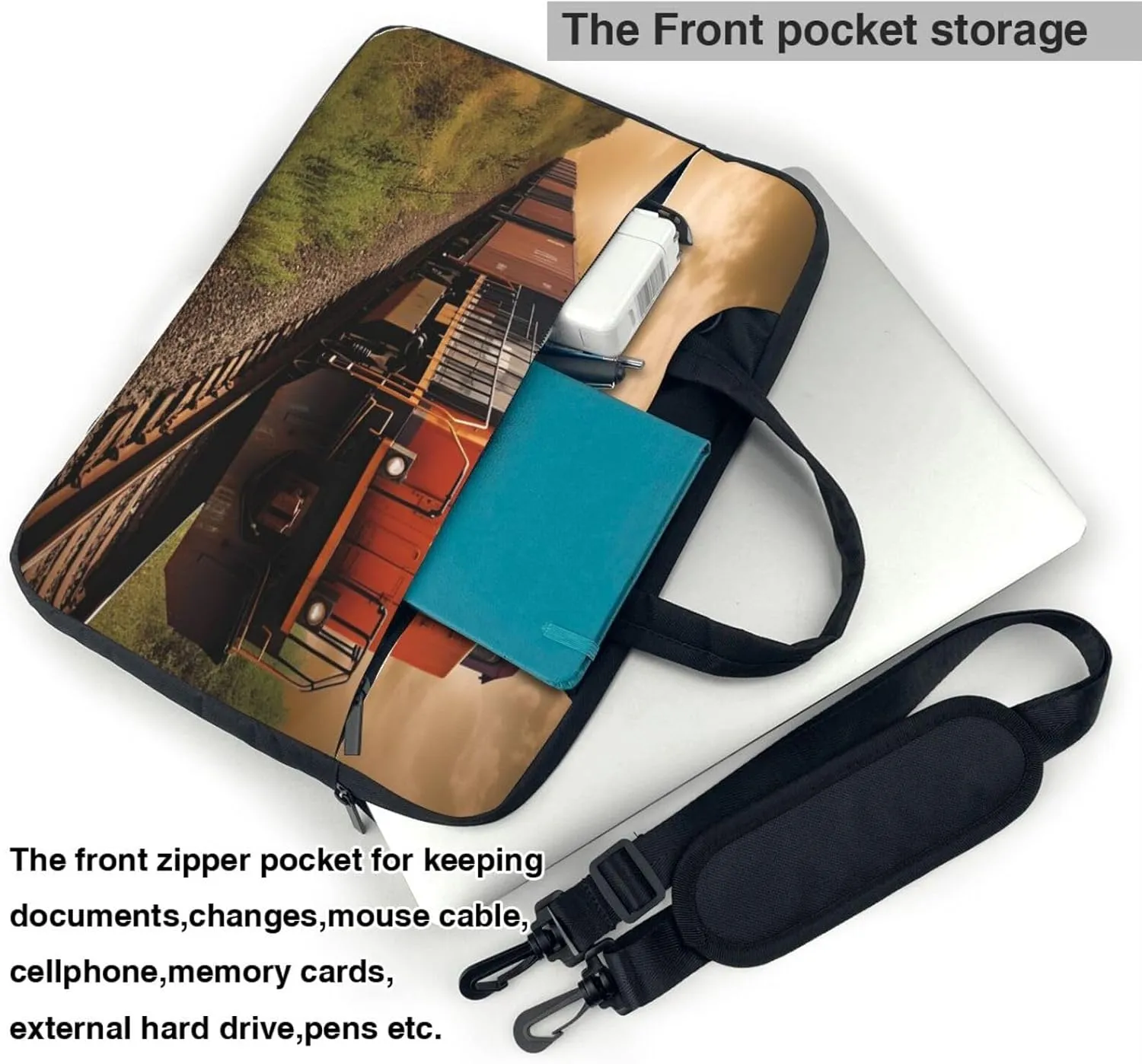 Laptop Sleeve Bag Shockproof Notebook Case Freight Train Computer Carrying Case with Shoulder Strap 14 inch