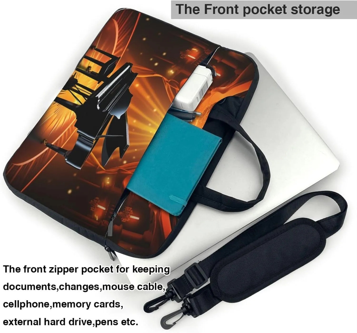 Laptop Sleeve Bag Shockproof Notebook Case Musical Theatre Computer Carrying Case with Shoulder Strap 13 inch