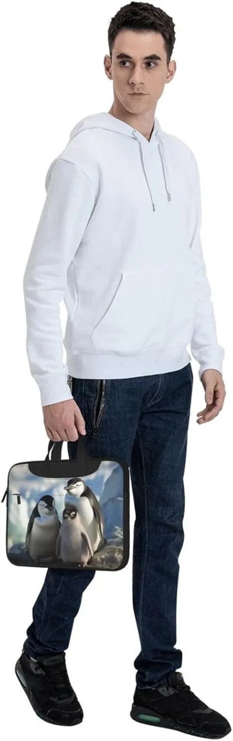 Laptop Sleeve Bag Shockproof Notebook Case Penguin Parents and Chicks Computer Carrying Case with Shoulder Strap 14 inch