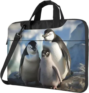 Laptop Sleeve Bag Shockproof Notebook Case Penguin Parents and Chicks Computer Carrying Case with Shoulder Strap 14 inch