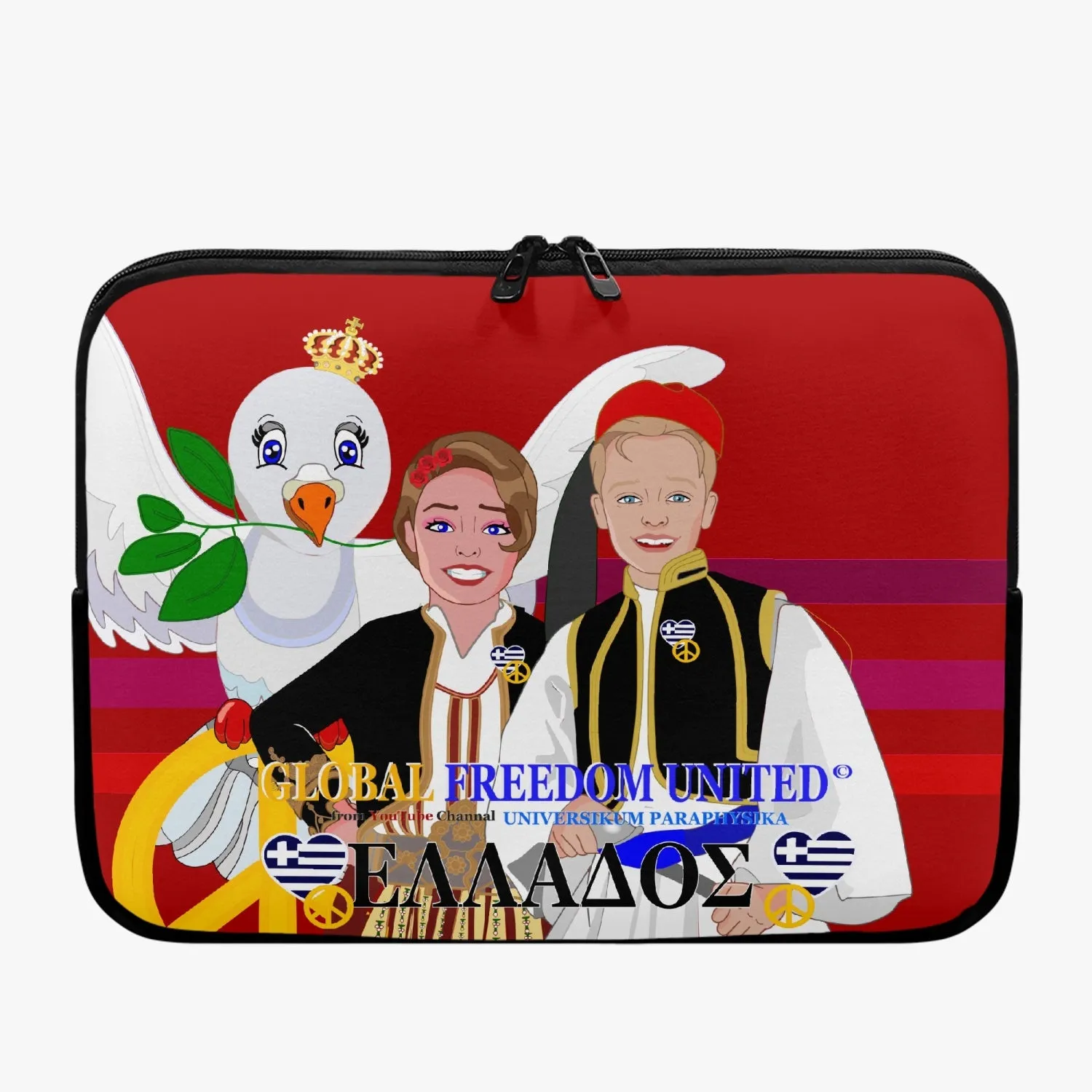 Laptop Sleeve - without black handles GLOBAL FREEDOM UNITED COUPLE EDITION GREECE RED