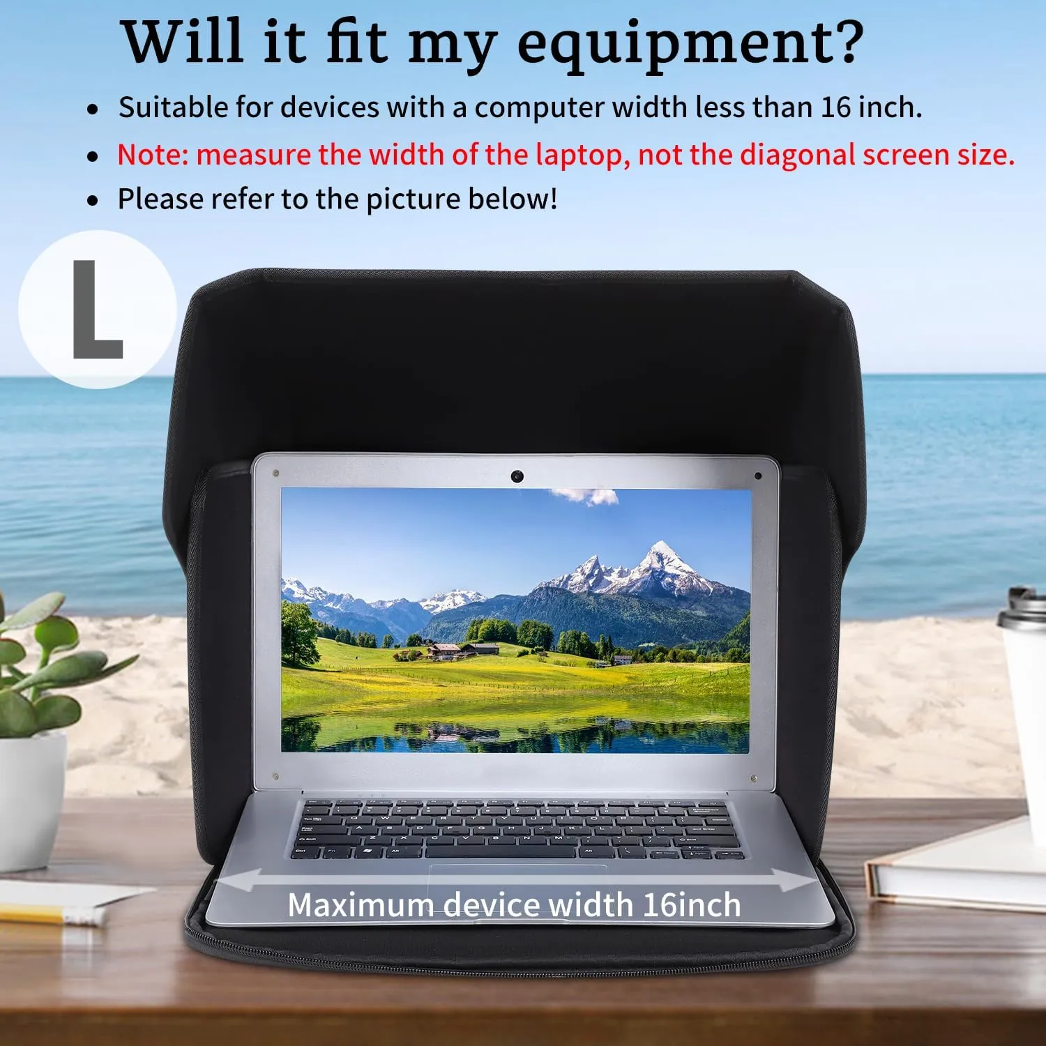 Laptop Sun Shade Laptops Sun Glare Shield Laptop Sunshade Bag for Working Outside Privacy Screen Hood Foldable Shield Cover 15-16'' (Patent Pending)