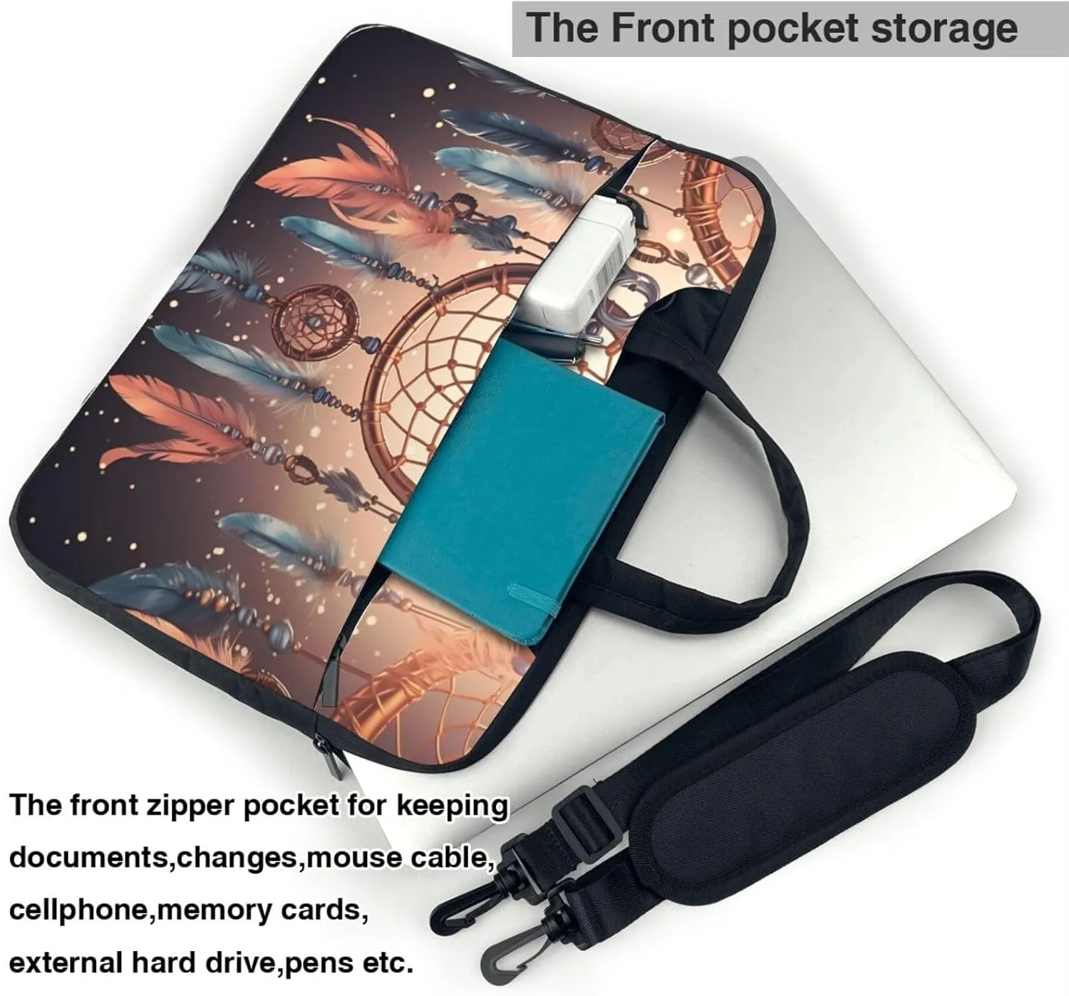 Laptop Tote Bag Men Women Native American Dream Catcher Shoulder Laptop Sleeve Briefcase Messenger Computer Bag