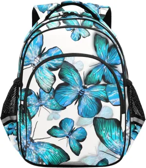 Large Casual Daypack for Men Women - Blue Shine Butterflies Lightweight Travel Laptop Backpack Shoulder Bag Hiking Backpacks