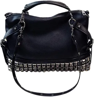 Large Crossbody Purse Leather Top Handle Punk Rivet Hobo Handbag for Women