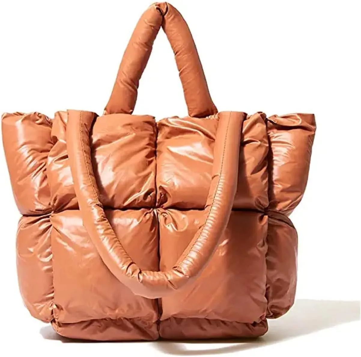 Large Puffer Tote Bag Winter Soft Puffer Down Padding Shoulder Bags Trendy Luxury Quilted Padded Handbags for Women