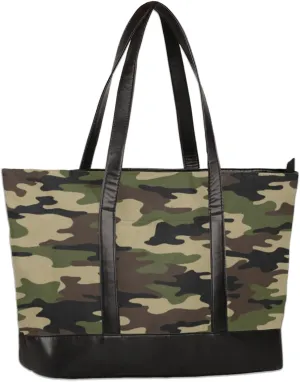Large Tote Bag for Women Travel Beach Shoulder Bag with Zipper 15.6'' Laptop Bag Lightweight Tote Handbag Camouflage