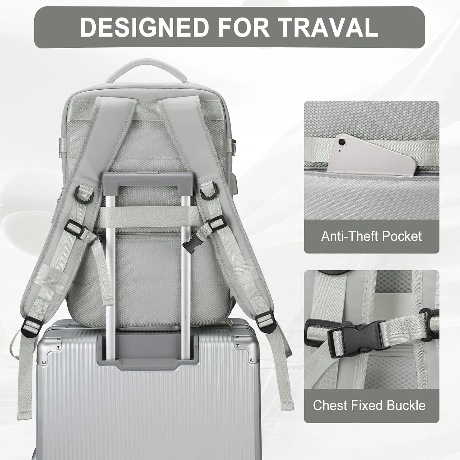 Large Travel Backpack for Women Men, Waterproof Carry on Backpack for Flight Approved, Mochila de Viaje Personal Item Luggage Backpacks with Shoce Compartment, Bulto de Viaje Tiktok Backpacks