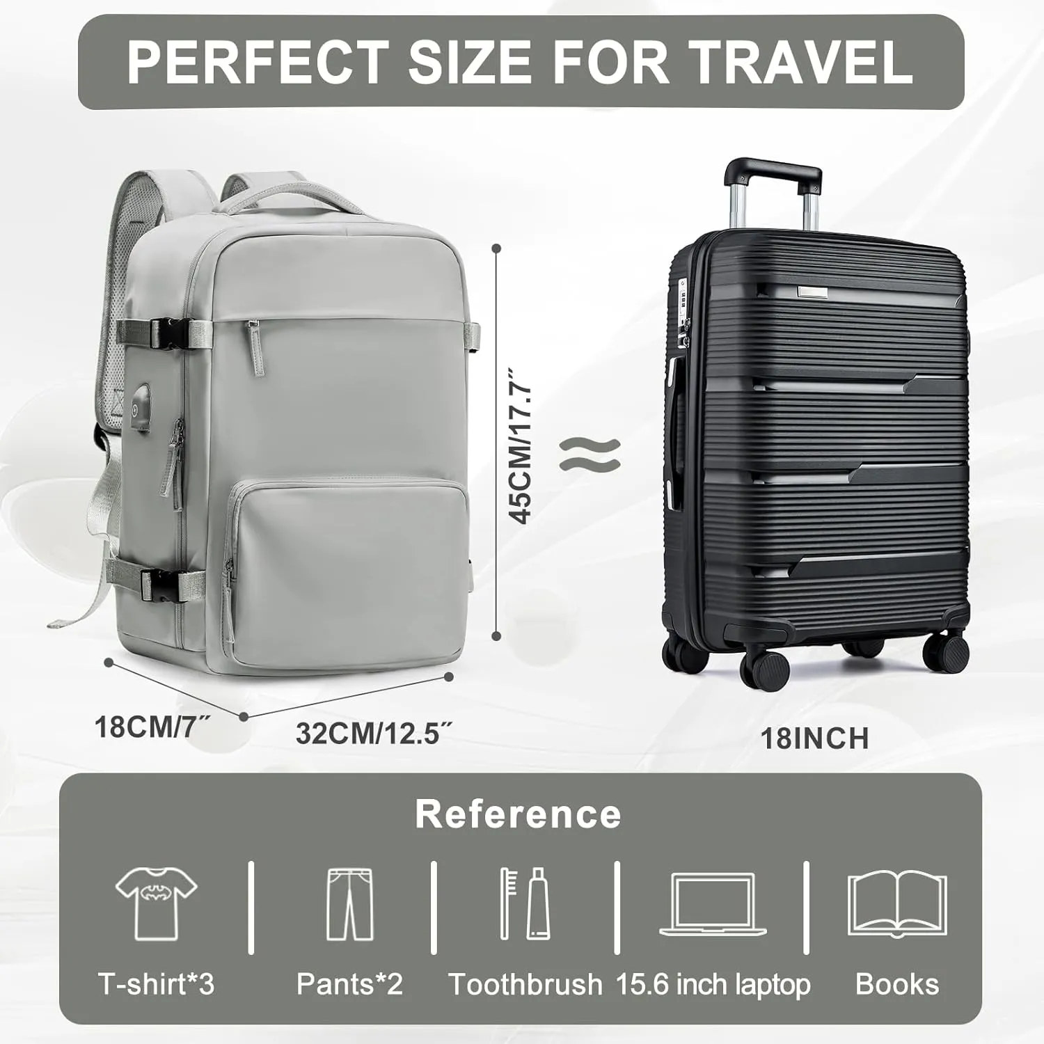 Large Travel Backpack for Women Men, Waterproof Carry on Backpack for Flight Approved, Mochila de Viaje Personal Item Luggage Backpacks with Shoce Compartment, Bulto de Viaje Tiktok Backpacks