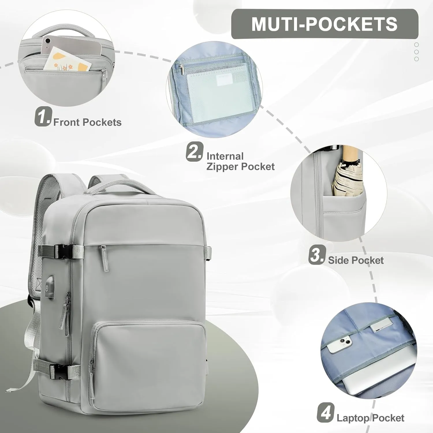 Large Travel Backpack for Women Men, Waterproof Carry on Backpack for Flight Approved, Mochila de Viaje Personal Item Luggage Backpacks with Shoce Compartment, Bulto de Viaje Tiktok Backpacks