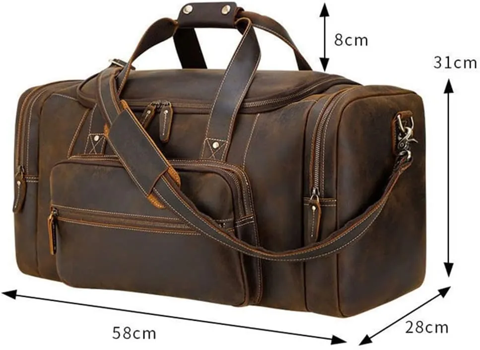 Large Travel Bag Leather Vintage Luggage Bags Men Male Duffle Bags Travelling Bag Weekender Bags For Man