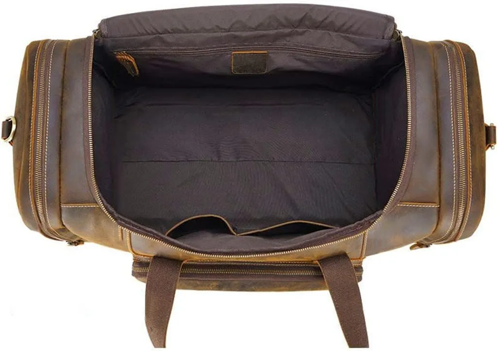 Large Travel Bag Leather Vintage Luggage Bags Men Male Duffle Bags Travelling Bag Weekender Bags For Man