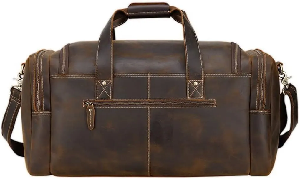 Large Travel Bag Leather Vintage Luggage Bags Men Male Duffle Bags Travelling Bag Weekender Bags For Man