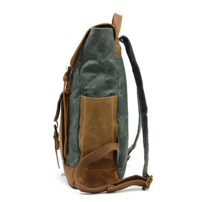 Large Two Tone Genuine Leather 20 to 35 Liter Backpack