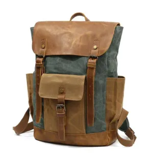 Large Two Tone Genuine Leather 20 to 35 Liter Backpack