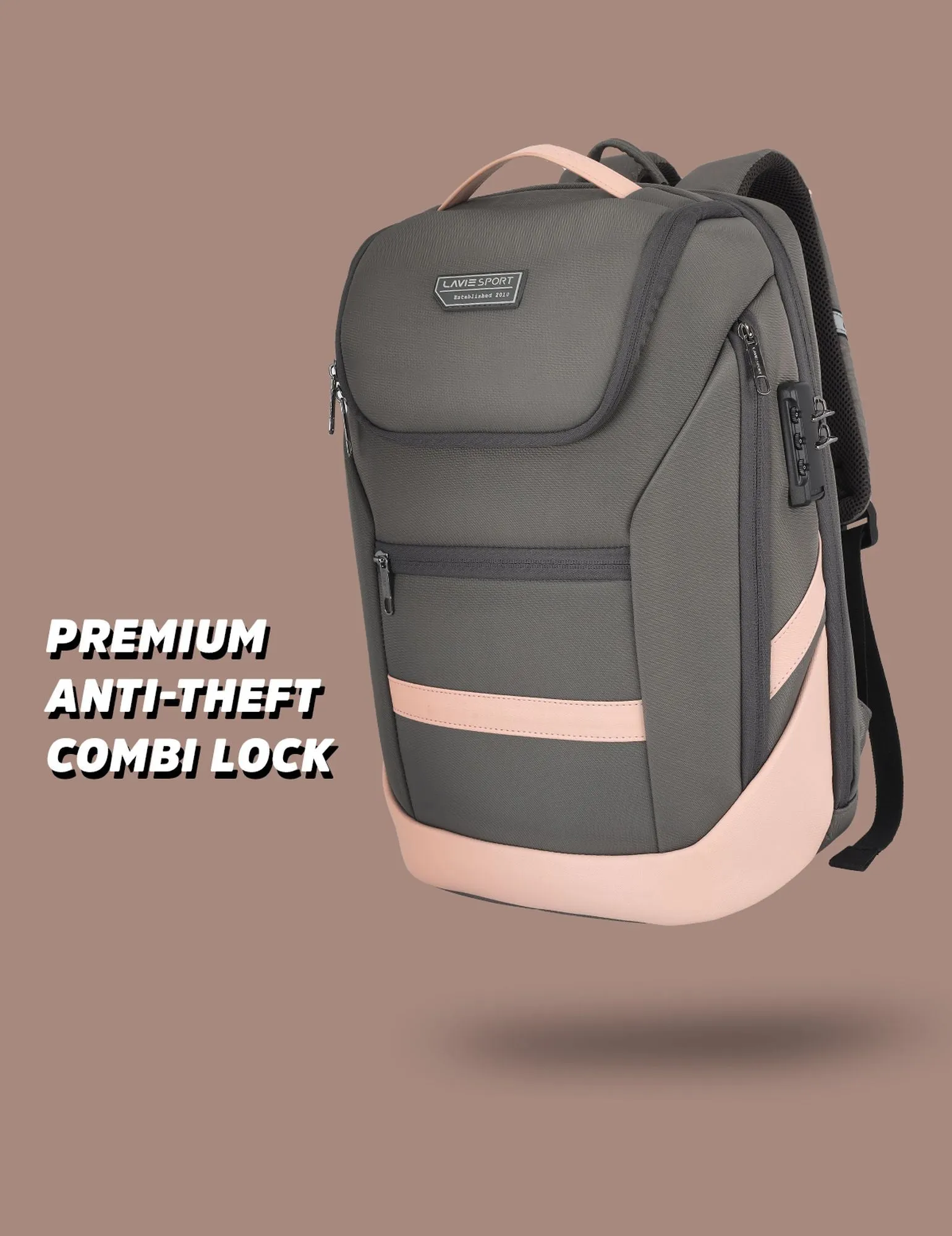 Lavie Sport Emperor 24L Anti-theft Laptop Backpack For Boys & Girls in Black and Red Colour