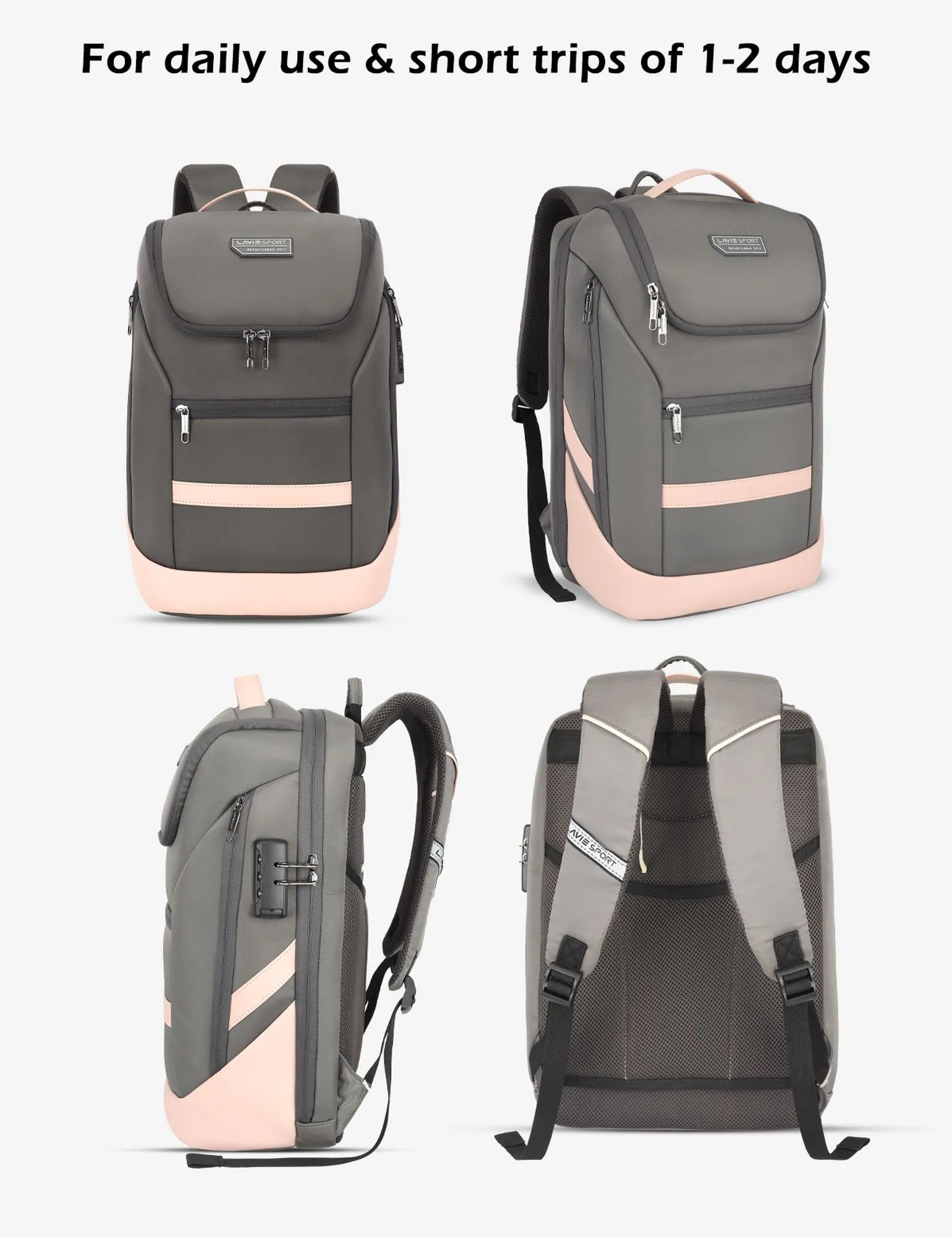 Lavie Sport Emperor 24L Anti-theft Laptop Backpack For Boys & Girls in Black and Red Colour