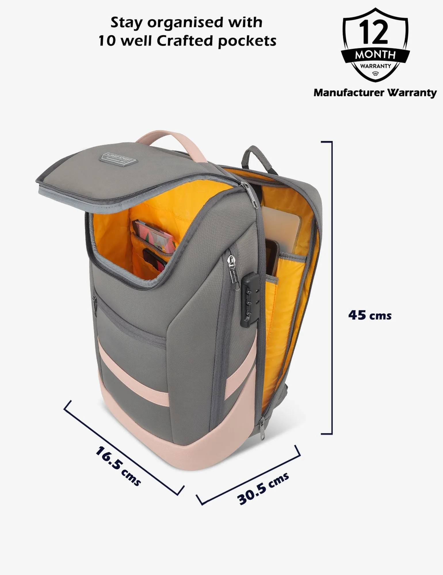 Lavie Sport Emperor 24L Anti-theft Laptop Backpack For Boys & Girls in Black and Red Colour