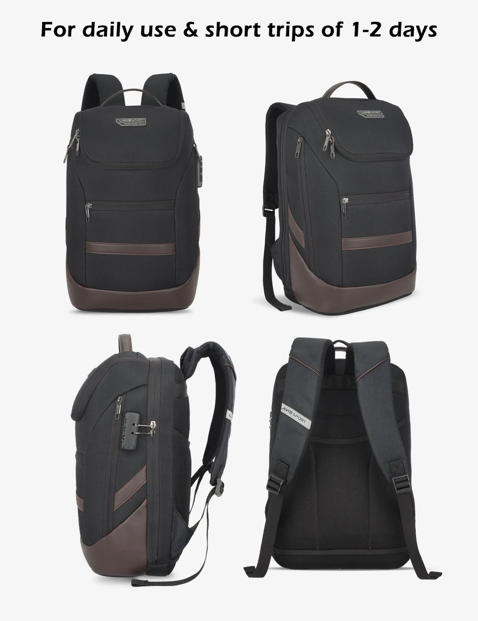 Lavie Sport Emperor 24L Anti-theft Laptop Backpack For Boys & Girls in Black and Red Colour