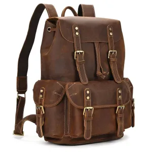 Leather Backpack Vintage Top Grade Travel Men Male Day Pack Bag