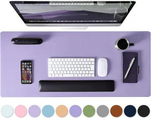 Leather Desk Pad Protector, Mouse Pad, Non-Slip Computer Mat for Desk, PU Leather Office Desk Mat for Home & Office, Waterproof Laptop Desk Blotter for Keyboard and Mouse, Taro Purple (15.7''X31.5'')