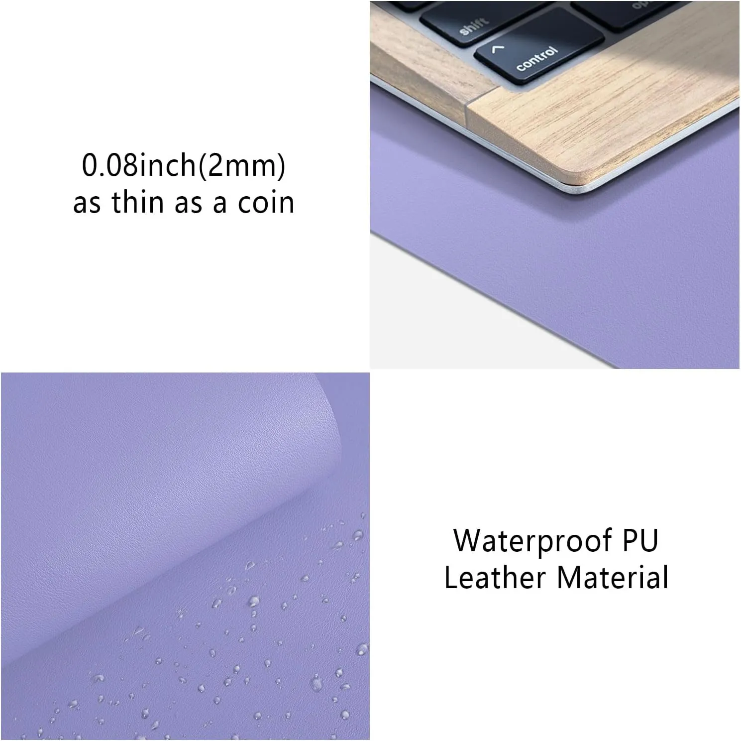 Leather Desk Pad Protector, Mouse Pad, Non-Slip Computer Mat for Desk, PU Leather Office Desk Mat for Home & Office, Waterproof Laptop Desk Blotter for Keyboard and Mouse, Taro Purple (15.7''X31.5'')
