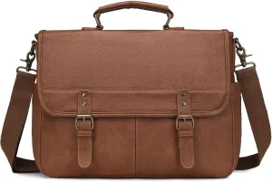 Leather Messenger Bag for Men, 15.6 Inch Laptop Briefcase Large Computer Satchel Shoulder Bag for Work/Business/Travel