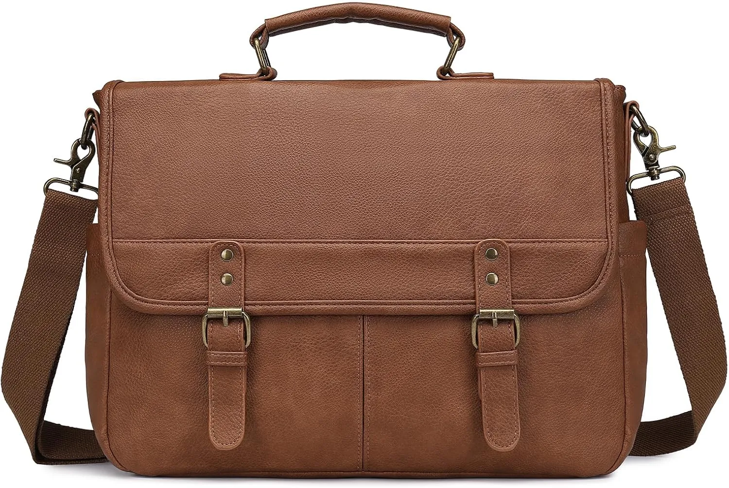 Leather Messenger Bag for Men, 15.6 Inch Laptop Briefcase Large Computer Satchel Shoulder Bag for Work/Business/Travel