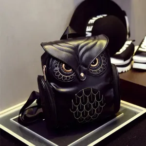 Leather Owl Backpack Cute Cartoon