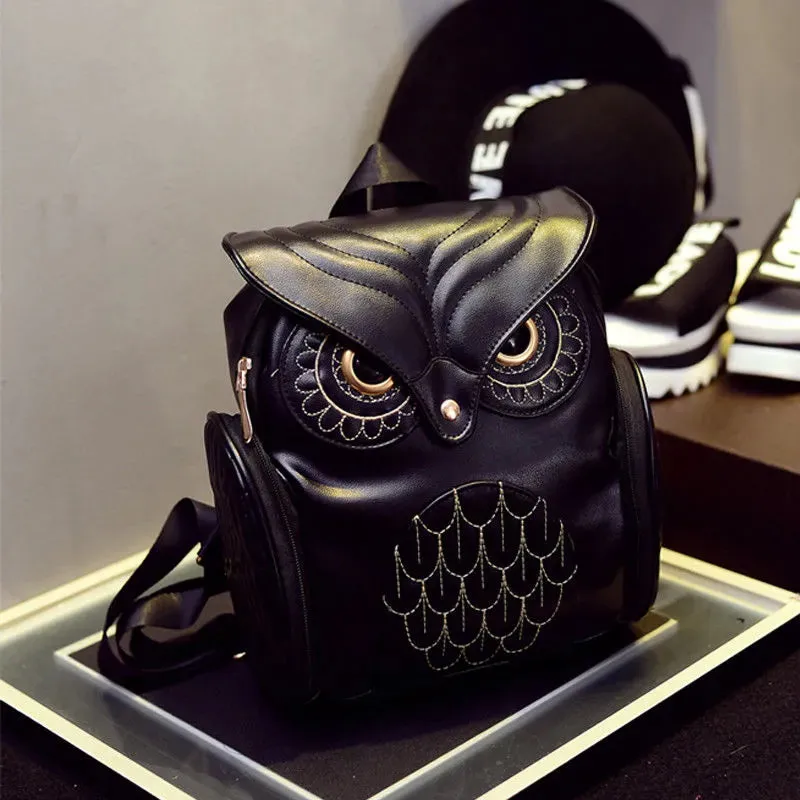 Leather Owl Backpack Cute Cartoon