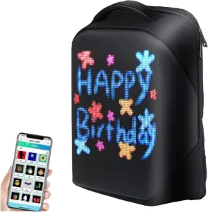Led Backpack with Programmable & Full Color Screen, Birthday Gift for Men/Women,Travel Backpack, Laptop Backpack bag 15.6 Inch (Black) bluetooth,wifi