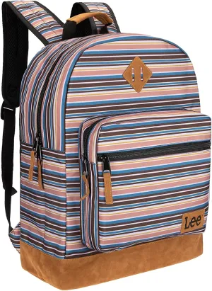 Lee Authentic Jeans Company Study Backpack for Class, Padded Laptop Sleeve Fits 15.6 Inch Notebook (Lee Stripe)