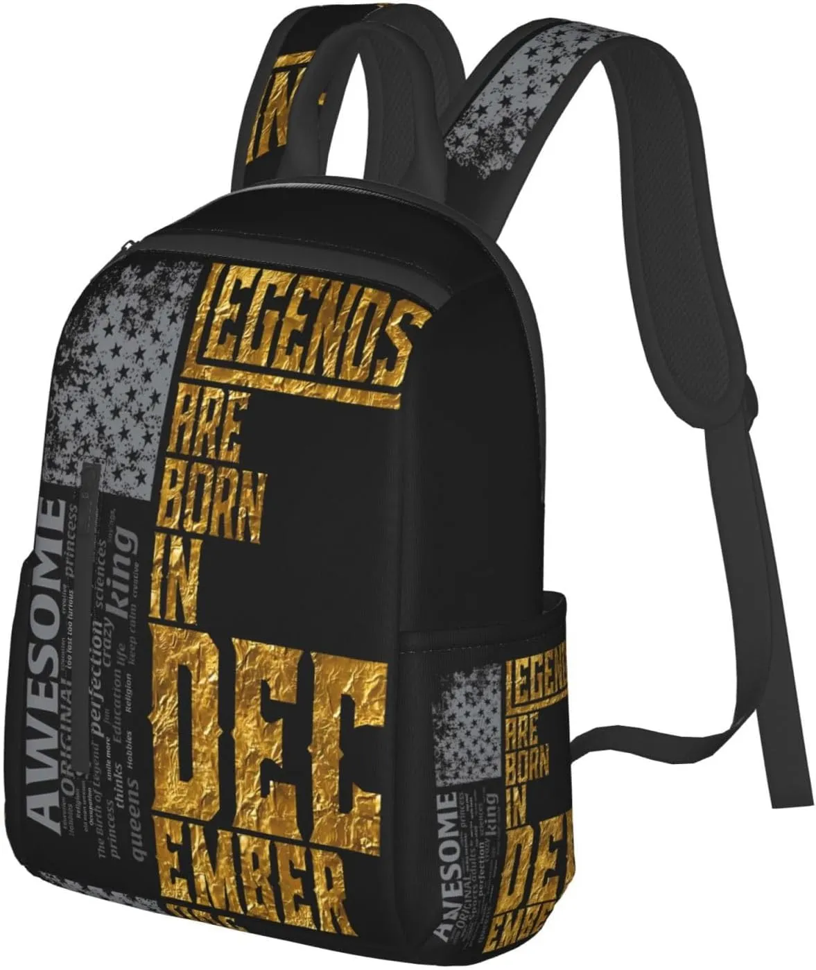 Legends Are Born In December Awesome Casual Backpacks Large Capacity Laptop Backpack Sports Rucksack Travel Daypack Adjustable Shoulder Strap Work Bag for Outdoor Camping